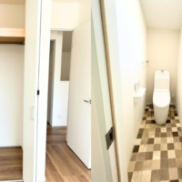 トイレも1階・2階の両方に完備(おしゃれな木目調タイル仕様!)。